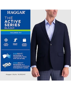 Haggar Active Series™ 4-Way Stretch Classic Fit Blazer, Navy -Cole Haan Shop MW40 16TA 01 HAGGAR NAVY SOLID ALT4