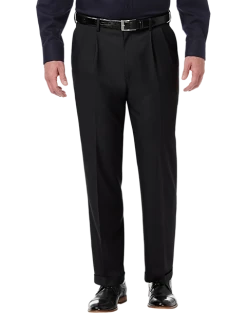 Haggar Premium Comfort Classic Fit Pleat-Front Pants, Charcoal Gray