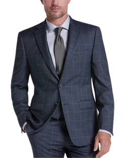 Calvin Klein X-Fit Slim Fit Suit Separates Coat, Blue Windowpane