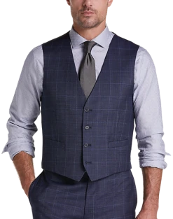 Calvin Klein X-Fit Slim Fit Suit Separates Vest, Blue Windowpane