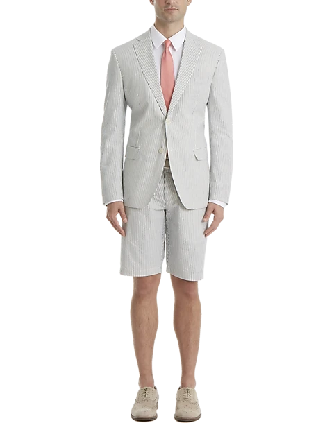 Lauren By Ralph Lauren Classic Fit Suit Separates Short, Blue & White Seersucker 2 Lauren By Ralph Lauren Classic Fit Suit Separates Short, Blue & White Seersucker - Image 2