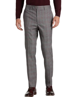 Egara Skinny Fit Suit Separates Pants, Wine Windowpane