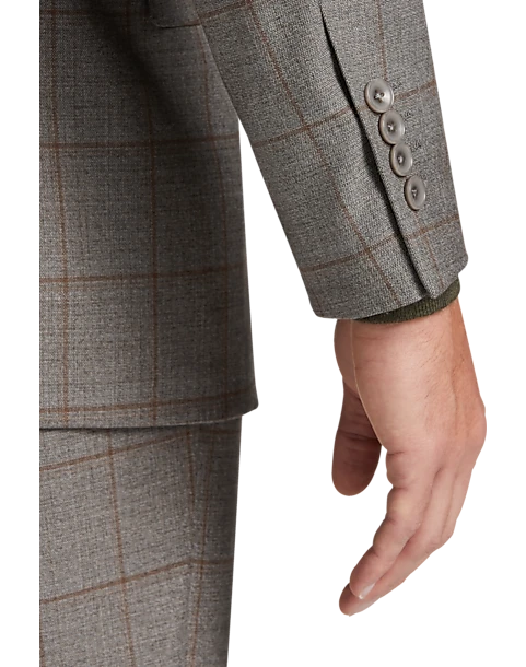 Egara Skinny Fit Suit Separates Coat, Taupe Windowpane 2 Egara Skinny Fit Suit Separates Coat, Taupe Windowpane - Image 2