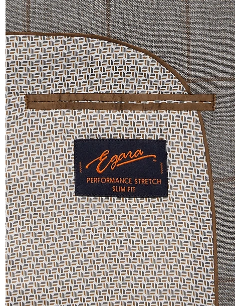 Egara Skinny Fit Suit Separates Coat, Taupe Windowpane 3 Egara Skinny Fit Suit Separates Coat, Taupe Windowpane - Image 3