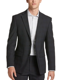 Calvin Klein X-Fit Slim Fit Suit, Charcoal Plaid