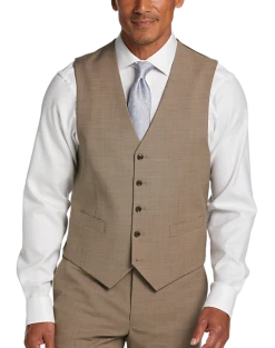 Tommy Hilfiger Modern Fit Suit Separates Vest, Tan Sharkskin