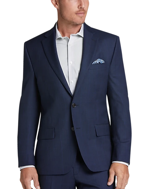 Lauren By Ralph Lauren Classic Fit Suit, Blue Windowpane Plaid 1 Lauren By Ralph Lauren Classic Fit Suit, Blue Windowpane Plaid