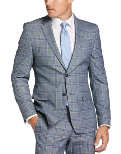 Egara Skinny Fit Suit Separates Coat, Gray Plaid