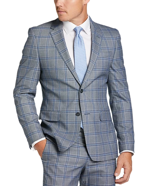 Egara Skinny Fit Suit Separates Coat, Gray Plaid 1 Egara Skinny Fit Suit Separates Coat, Gray Plaid