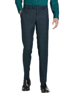 Egara Skinny Fit Suit Separates Pant, Teal Plaid