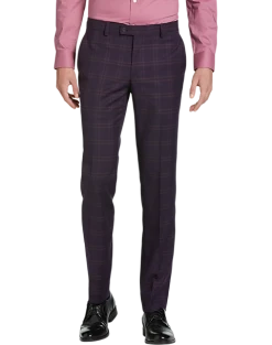 Egara Skinny Fit Suit Separates Pant, Plum Plaid