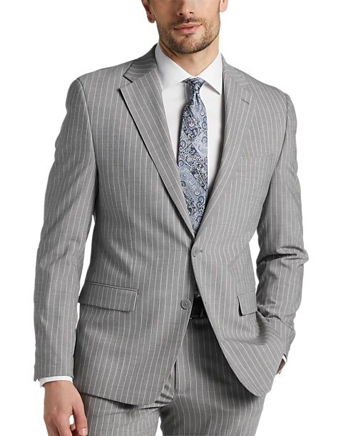 Michael Strahan Classic Fit Suit Gray Stripe 1 Michael Strahan Classic Fit Suit Gray Stripe