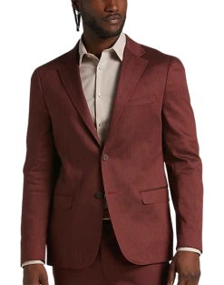 Calvin Klein X-Fit Slim Fit Linen-Blend Suit Separates Coat, Brick