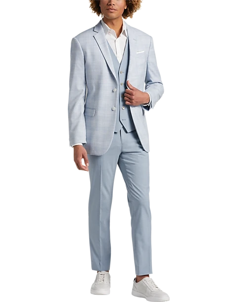 Egara Skinny Fit Suit Separates Coat, Light Blue Plaid 6 Egara Skinny Fit Suit Separates Coat, Light Blue Plaid - Image 6