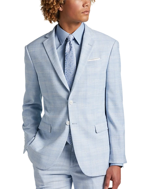 Egara Skinny Fit Suit Separates Coat, Light Blue Plaid 1 Egara Skinny Fit Suit Separates Coat, Light Blue Plaid
