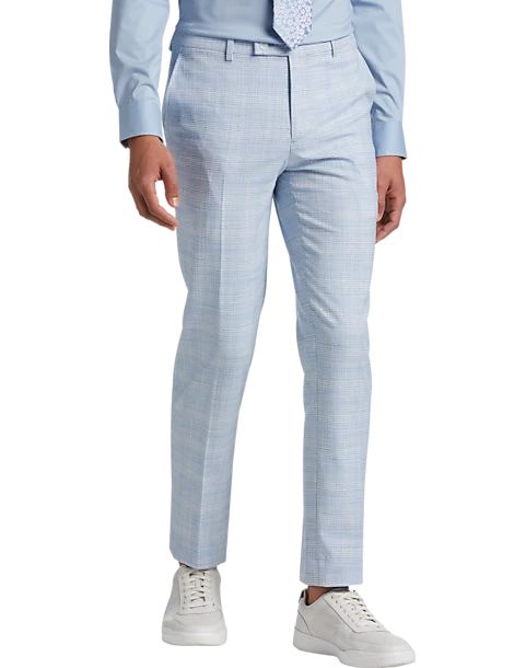 Egara Skinny Fit Suit Separates Pants, Sky Blue Plaid 1 Egara Skinny Fit Suit Separates Pants, Sky Blue Plaid
