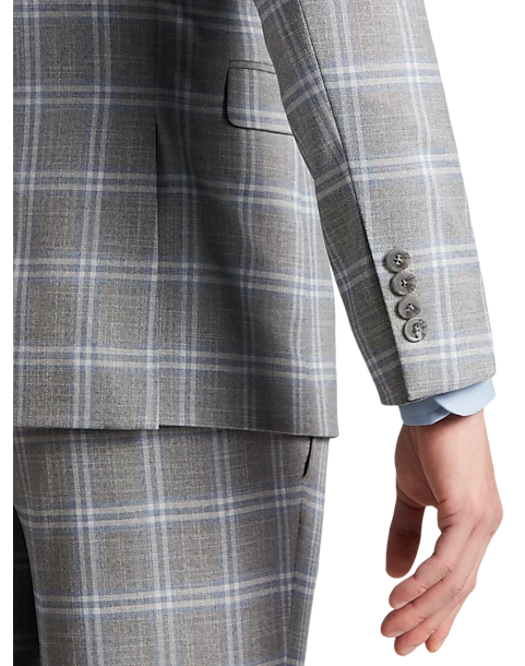 Egara Skinny Fit Suit Separates Coat, Gray & Blue Plaid 2 Egara Skinny Fit Suit Separates Coat, Gray & Blue Plaid - Image 2