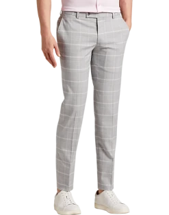 Egara Skinny Fit Suit Separates Pants, Gray & Pink Plaid