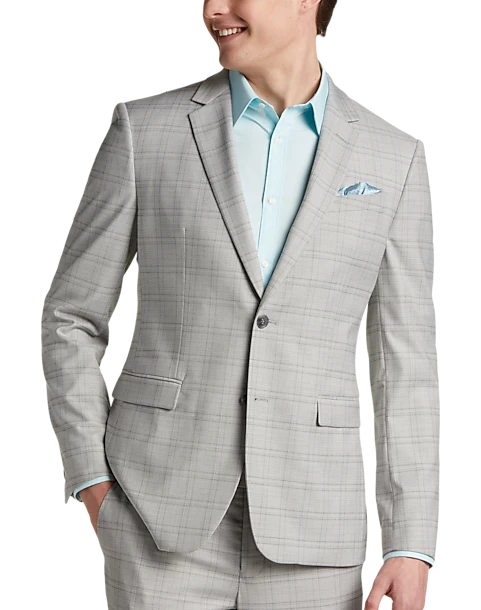 Egara Skinny Fit Suit Separates Coat, Orange & Gray Windowpane 1 Egara Skinny Fit Suit Separates Coat, Orange & Gray Windowpane