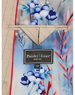 Paisley & Gray Slim Fit Suit Separates Coat, Natural & Blue Stripe -Cole Haan Shop MW40 3XJL 21 PAISLEY GRAY NATURAL BLUE ALT3