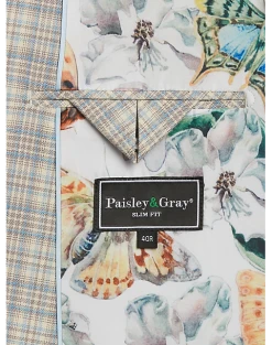 Paisley & Gray Slim Fit Suit Separates Coat, Baby Blue & Tan Plaid -Cole Haan Shop MW40 3XJR 96 PAISLEY GRAY BABY BLUE TAN PLAID ALT3