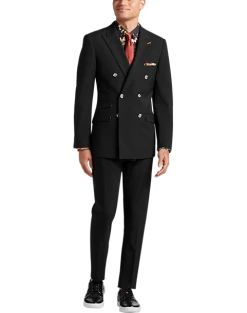 Paisley & Gray Slim Fit Double Breasted Suit Separates, Jet Black -Cole Haan Shop MW40 3XK9 02 PAISLEY GRAY JET BLACK ALT1 1