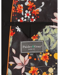 Paisley & Gray Slim Fit Double Breasted Suit Separates Coat, Jet Black 9 Paisley & Gray Slim Fit Double Breasted Suit Separates Coat, Jet Black -Cole Haan Shop MW40 3XK9 02 PAISLEY GRAY JET BLACK ALT3