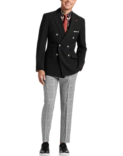 Paisley & Gray Slim Fit Double Breasted Suit Separates, Jet Black -Cole Haan Shop MW40 3XK9 02 PAISLEY GRAY JET BLACK ALT5 1