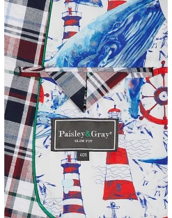 Paisley & Gray Slim Fit Suit Separates Coat, Red, White & Green Seersucker -Cole Haan Shop MW40 3XKE 68 PAISLEY GRAY RED WHITE GREEN SEERSUCKER ALT3