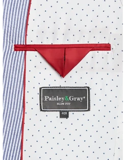 Paisley & Gray Slim Fit Suit Separates Coat, Blue & White Seersucker -Cole Haan Shop MW40 3XKL 76 PAISLEY GRAY BLUE WHITE STRIPE SEERSUCKER ALT3