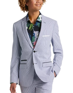 Paisley & Gray Slim Fit Suit Separates Coat, Blue & White Seersucker