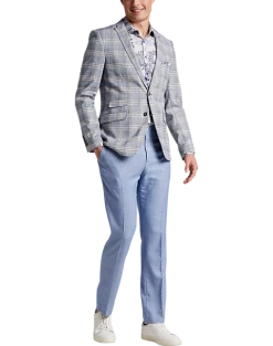 Paisley & Gray Slim Fit Suit Separates, Blue & Beige Check -Cole Haan Shop MW40 3XKR 67 PAISLEY GRAY BLUE BEIGE CHECK ALT5