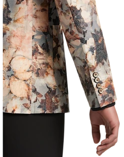 Paisley & Gray Slim Fit Suit Separates Coat, Brown And Cream Floral -Cole Haan Shop MW40 3XLG 23 PAISLEY GRAY BROWN CREAM ALT2