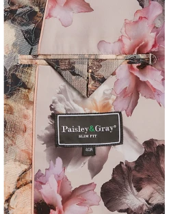 Paisley & Gray Slim Fit Suit Separates Coat, Brown And Cream Floral -Cole Haan Shop MW40 3XLG 23 PAISLEY GRAY BROWN CREAM ALT3