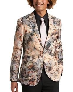 Paisley & Gray Slim Fit Suit Separates Coat, Brown And Cream Floral