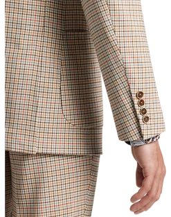 Paisley & Gray Slim Fit Double Breasted Suit Separates Coat, Tan Check -Cole Haan Shop MW40 3XLN 96 PAISLEY GRAY TAN CHECK ALT2