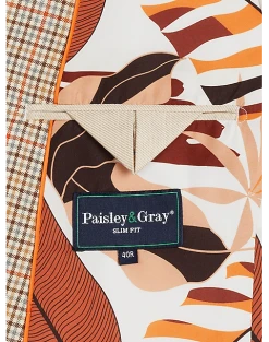 Paisley & Gray Slim Fit Double Breasted Suit Separates Coat, Tan Check -Cole Haan Shop MW40 3XLN 96 PAISLEY GRAY TAN CHECK ALT3