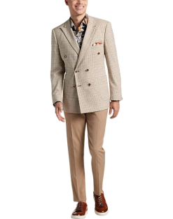 Paisley & Gray Slim Fit Double Breasted Suit Separates Coat, Tan Check -Cole Haan Shop MW40 3XLN 96 PAISLEY GRAY TAN CHECK ALT5