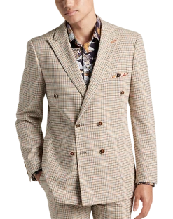 Paisley & Gray Slim Fit Double Breasted Suit Separates Coat, Tan Check