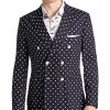 Paisley & Gray Slim Fit Suit Separates Coat, Navy With White Polka Dots