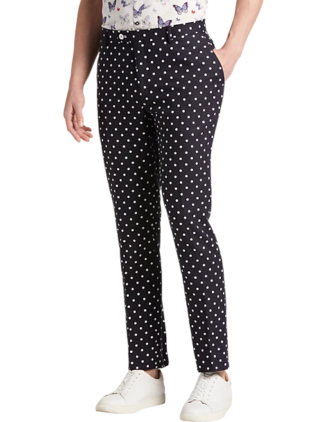 Paisley & Gray Slim Fit Suit Separates Pants, Navy With White Polka Dots 1 Paisley & Gray Slim Fit Suit Separates Pants, Navy With White Polka Dots