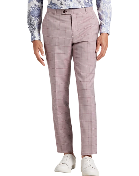 Paisley & Gray Slim Fit Suit Separates Pants, Cranberry Windowpane 1 Paisley & Gray Slim Fit Suit Separates Pants, Cranberry Windowpane