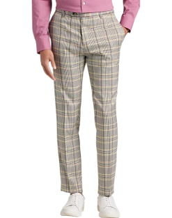 Paisley & Gray Slim Fit Suit Separates Pants, Olive & Yellow Check