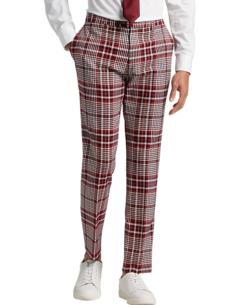 Paisley & Gray Slim Fit Suit Separates Pants, Pink Plaid 1 Paisley & Gray Slim Fit Suit Separates Pants, Pink Plaid