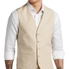 JOE Joseph Abboud Slim Fit Linen Blend Suit Separates Vest, Tan Chambray