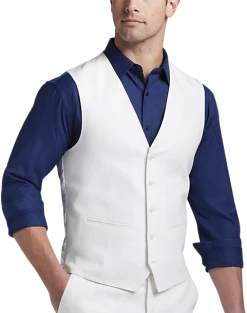 JOE Joseph Abboud Slim Fit Linen Blend Suit Separates Vest, White