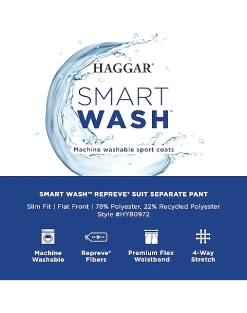 Haggar Smart Wash™ Slim Fit Suit Separates Pants, Navy 5 Haggar Smart Wash™ Slim Fit Suit Separates Pants, Navy -Cole Haan Shop MW40 3Y5E 01 HAGGAR NAVY SOLID ALT2 1