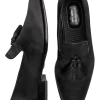 Carlo Morandi Tasseled Satin Formal Loafers, Black