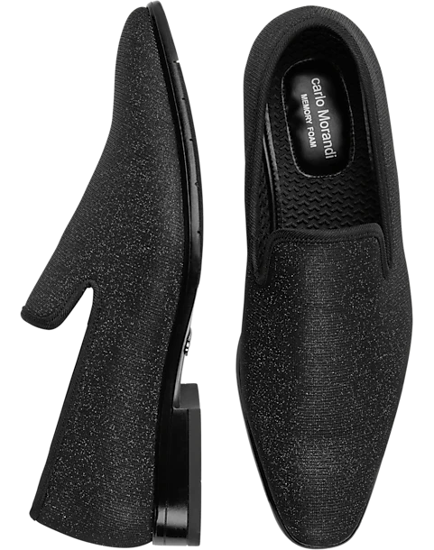 Carlo Morandi Sparkle Fabric Formal Loafers, Black 1 Carlo Morandi Sparkle Fabric Formal Loafers, Black
