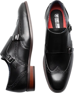 Stacy Adams Karson Wingtip Monkstrap Dress Shoes, Cognac